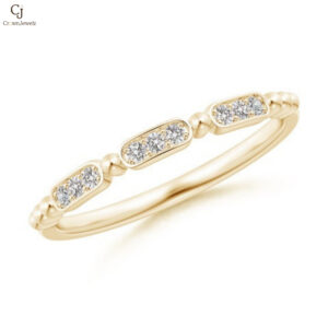 Pave-Set Diamond Beaded Wedding Ring