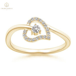 Open Heart Round Natural Diamond Bypass Promise Ring
