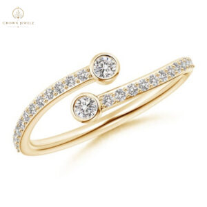 Bezel-Set Double Diamond Bypass Ring