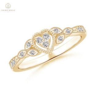 Milgrain Petal Diamond Composite Heart Promise Ring