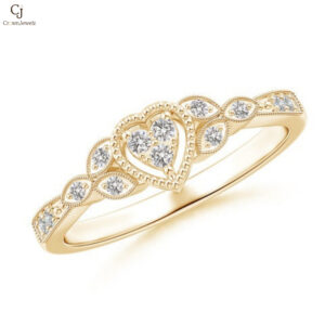 Milgrain Petal Diamond Composite Heart Promise Ring