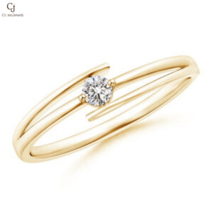 Solitaire Round Natural Diamond Bypass Promise Ring
