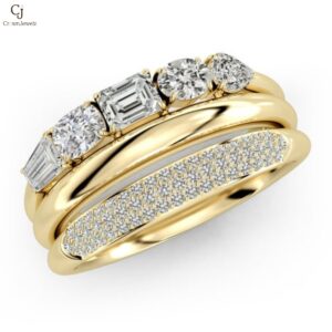 Multi-Shape Diamond Triple Layered Statement Ring