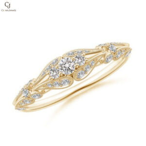 Vintage Style Diamond Anniversary Ring With Paisley Motifs