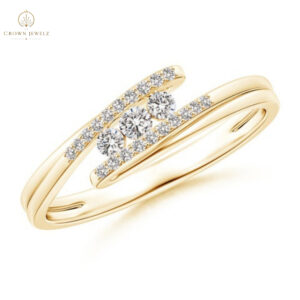 Three Stone Round Diamond Twin Bypass Ring