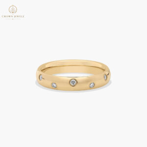 Bezel Set Zig-Zag Diamond Wedding Ring In 14K Yellow Gold