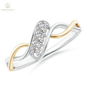 Slanted Three Stone Diamond Infinity Ring In Two Tone