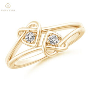 Two Stone Diamond Twin Heart Knot Ring