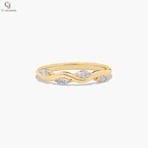Floral Wedding Ring With Marquise Cut Diamonds In 14K Yellow Gold