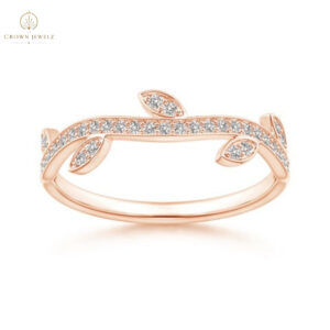 Natural Diamond Vine And Leaf Curved Wedding Band