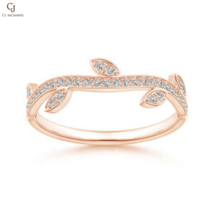 Natural Diamond Vine And Leaf Curved Wedding Band