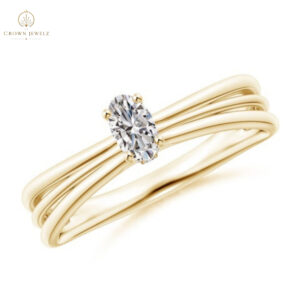 Solitaire Oval Diamond Triple Shank Engagement Ring