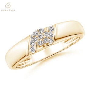 Diagonal Diamond Cluster Engagement Ring