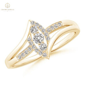 Vertically-Set Three Stone Diamond Split Bypass Promise Ring