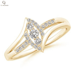 Vertically-Set Three Stone Diamond Split Bypass Promise Ring