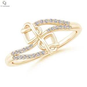 Natural Diamond Knotted Twin Heart Split Shank Ring