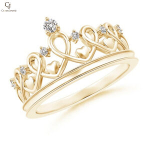 Round Diamond Princess Heart Tiara Ring