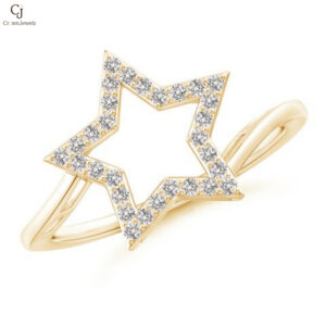 Natural Diamond Open Star Bypass Ring