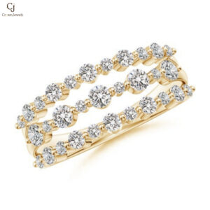 Three Row Alternating Diamond Anniversary Ring