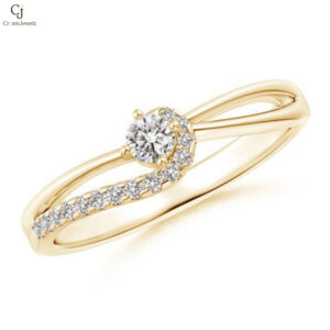 Solitaire Round Diamond Swirl Promise Ring