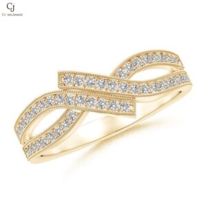 Crossover Round Diamond Studded Ring