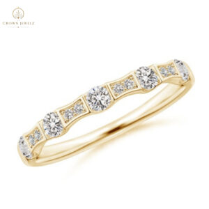 Bar And Pave-Set Diamond Bow Tie Station Wedding Ring