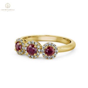 Addiewell Ring Ruby and Diamond Cluster Style 0.64ct in 9K White Gold