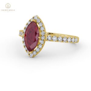 Daviot Three Stone Ring Blue  Sapphire and Diamond 0.38ct  in 18K Yellow Gold