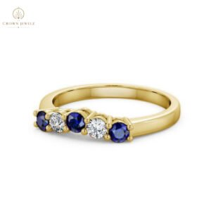 Cameley Halo Ring Blue Sapphire and Diamond 0.57ct in 18K Yellow Gold