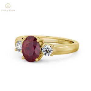Mila Three Stone Ring Ruby and Diamond 1.30 ct in 9K White Gold