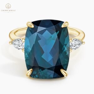 Soiree London Blue Topaz and Diamond Cocktail Ring in 14K Rose Gold