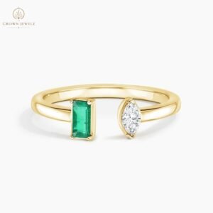 Tess Emerald and Diamond Open Ring in 18K Yellow Gold