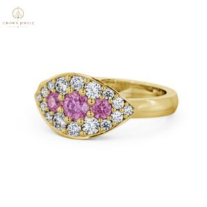 Himley Ring Pink Sapphire and  Diamond Cluster Style 0.92ct in  18K Yellow Gold