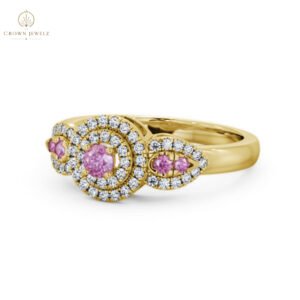 Camila Ring Pink Sapphire and  Diamond Cluster Style 0.50ct  in 18K Yellow Gold